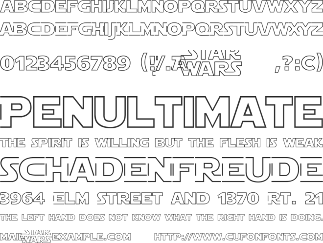 Star Jedi Hollow font preview
