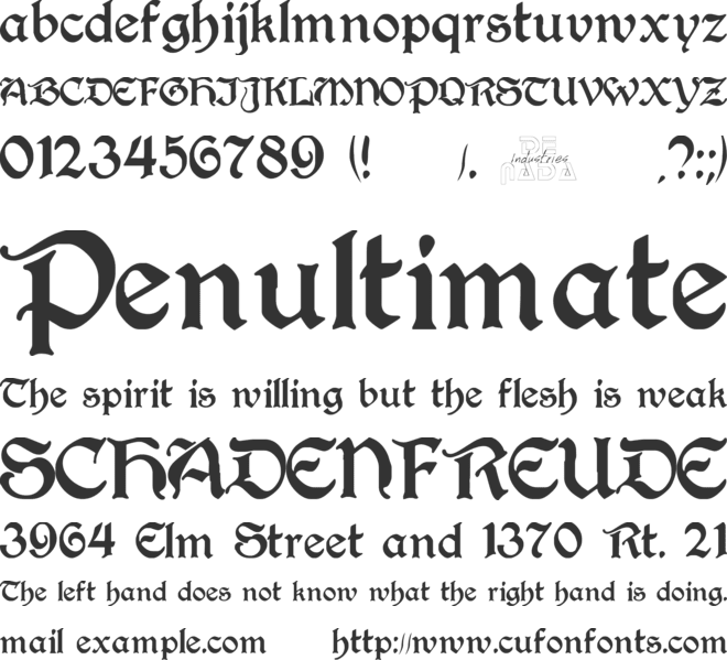 Perry Gothic font preview