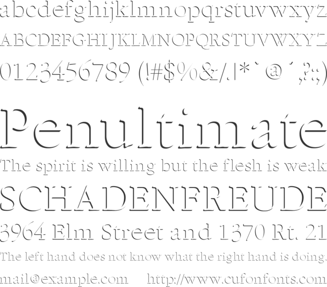 TR Emboss font preview