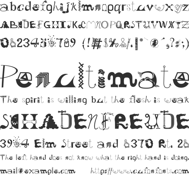 OldDreadfulNo7 BT font preview