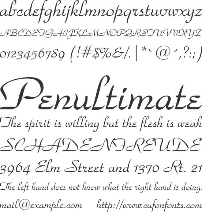 ParkAvenue BT font preview
