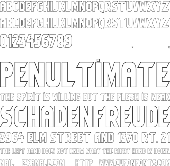 Umbro Outline font preview