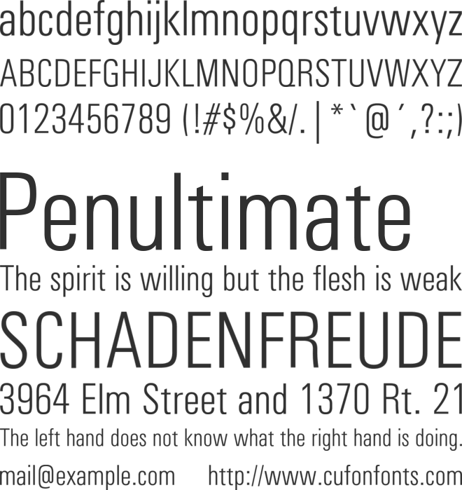 Univers  Condensed font preview