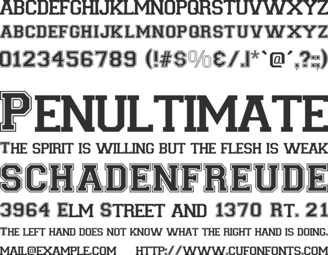 Varsity font preview