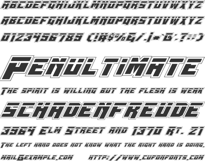 Whiskey Bravo Victor LasPro font preview