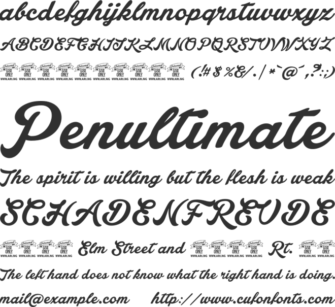 Lakesight Personal Use Only font preview