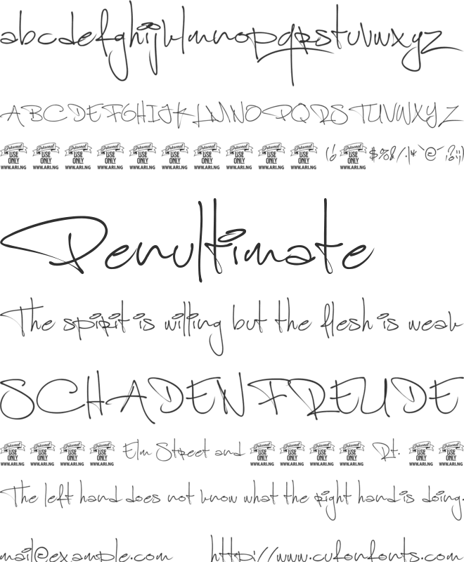 Shimes One PERSONAL USE font preview