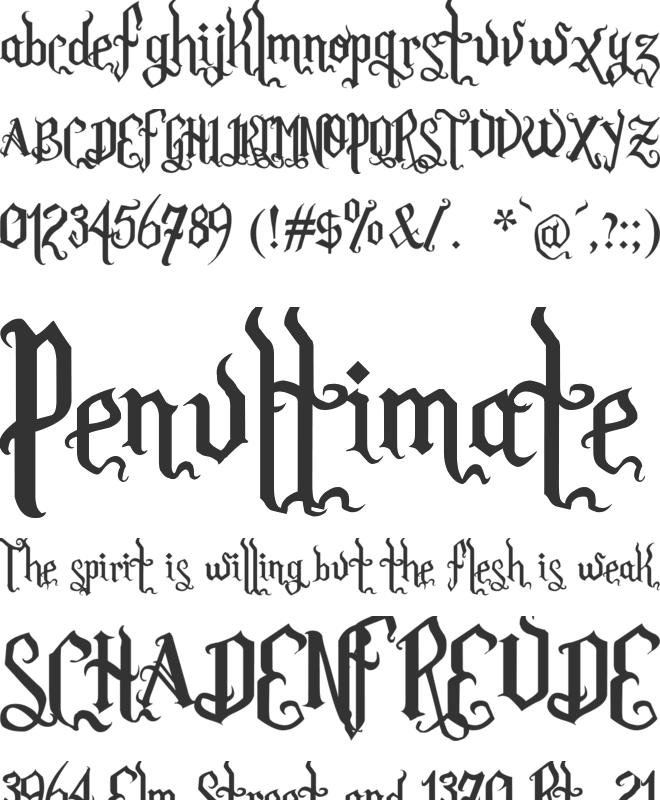 Romance Fatal Goth font preview