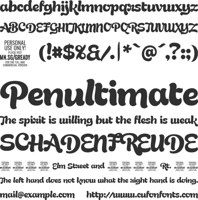 Gready PERSONAL USE ONLY font preview