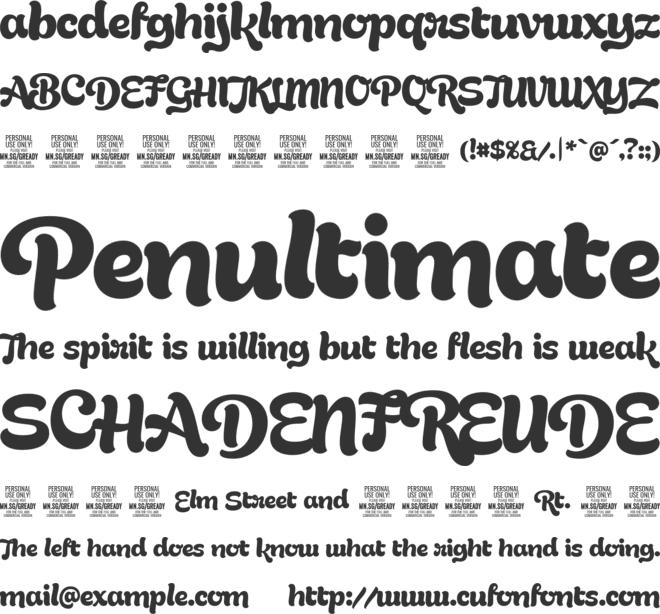 Gready PERSONAL USE ONLY font preview