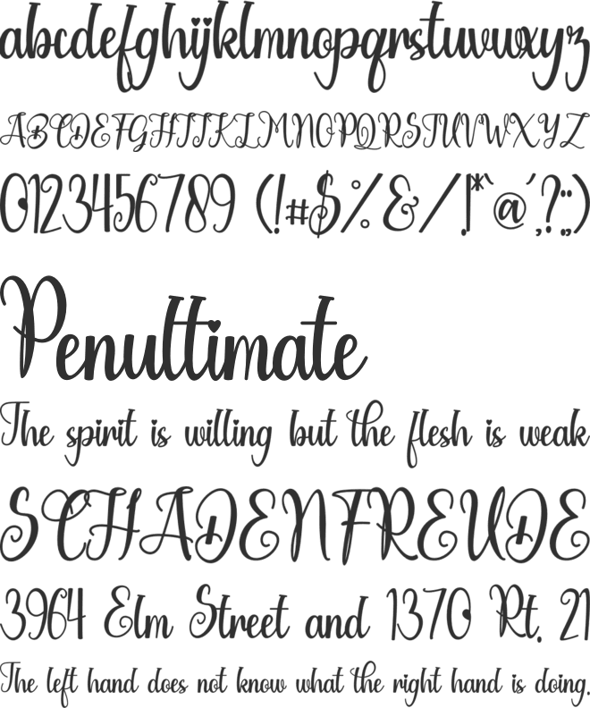 Glamour font preview