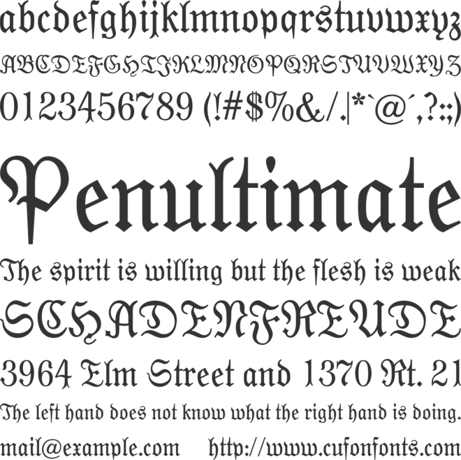 Moderne Fraktur font preview