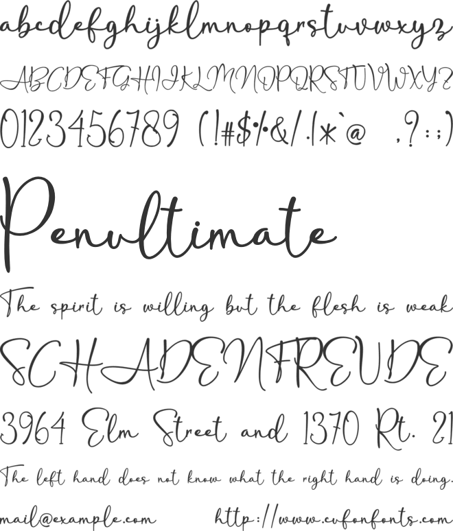 Febriella - Personal Use font preview