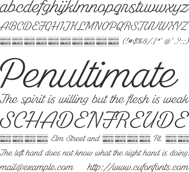 White Larch PERSONAL USE ONLY font preview