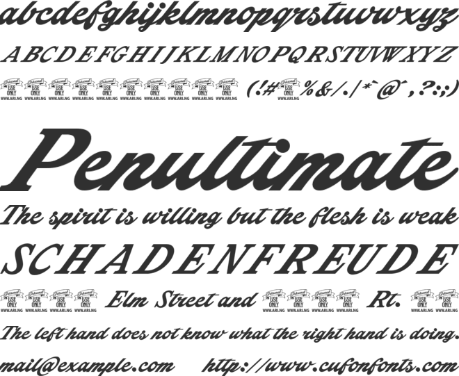Shenandoah Personal Use Only font preview