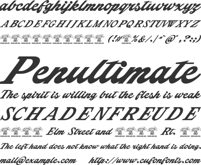 Shenandoah Personal Use Only font preview