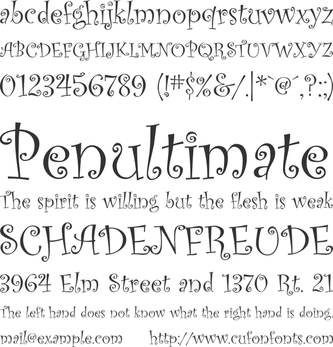 Curlz font preview