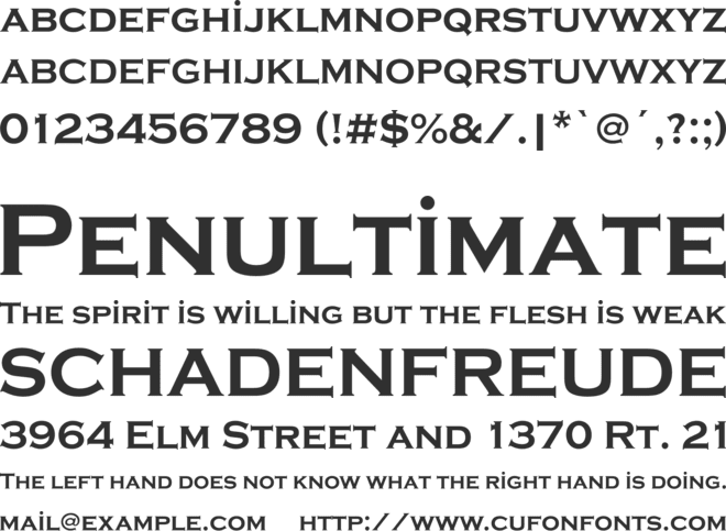Copperplate font preview
