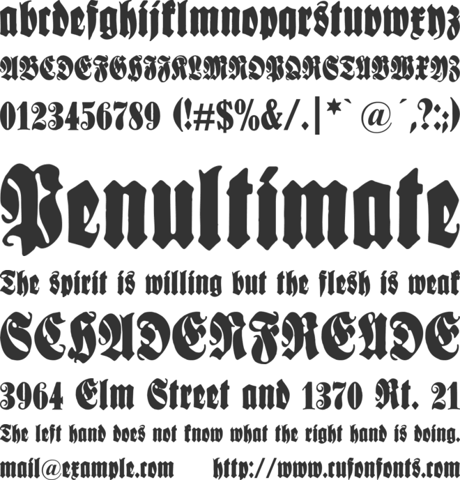 Schmale Anzeigenschrift font preview