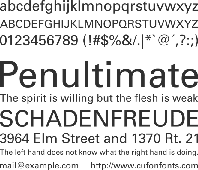 Univers Unicode font preview