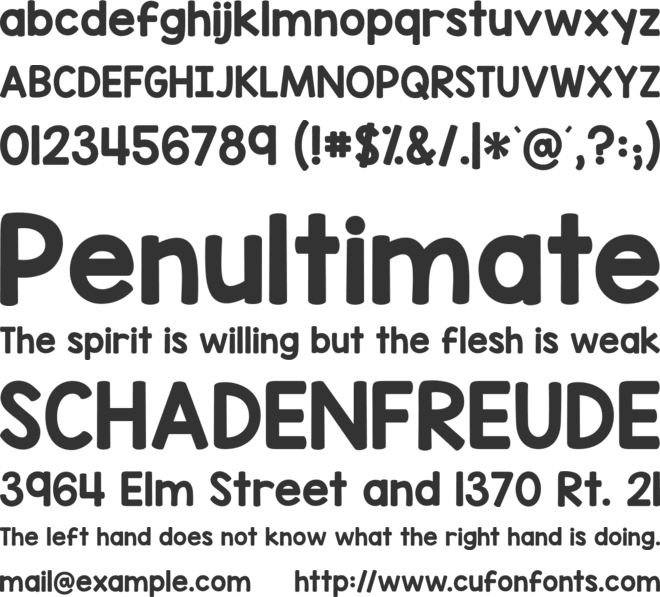 KG Red Hands font preview