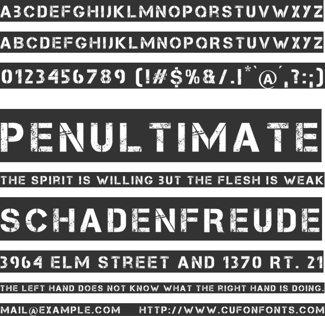 Take Cover font preview