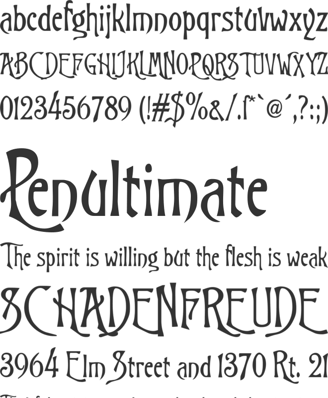 Trinigan FG font preview