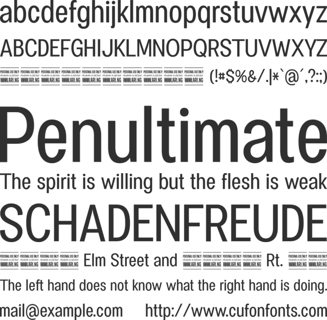 Specify PERSONAL Condensed font preview