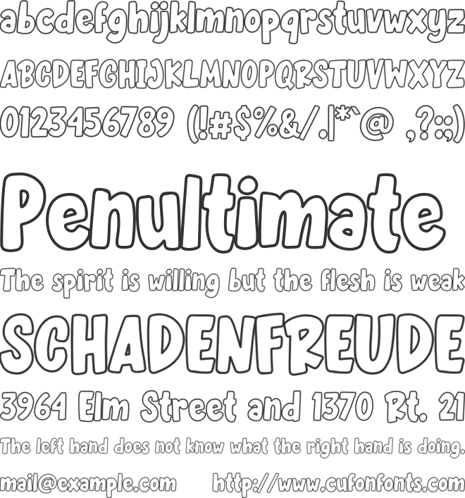 Becak Outline font preview