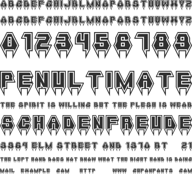 Metal Vampire font preview