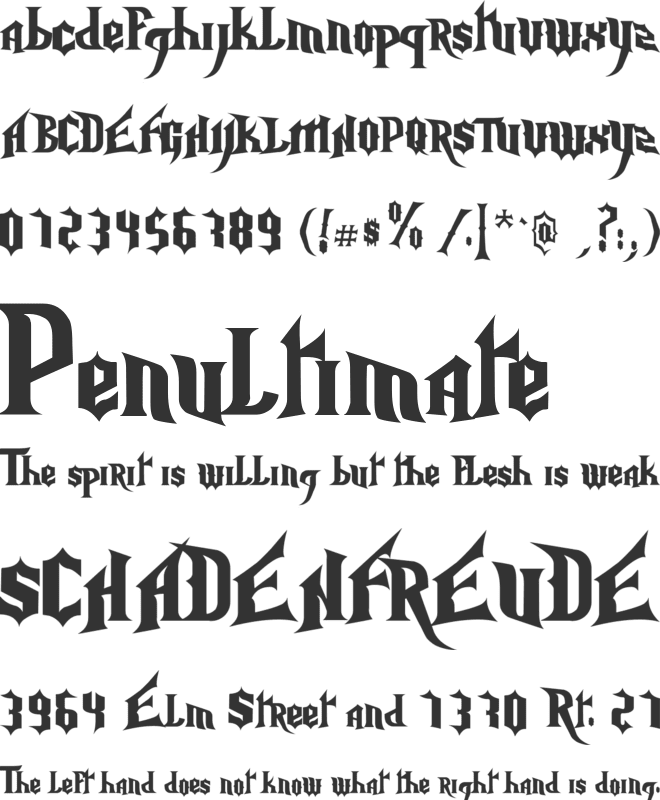 Nightmare Hero font preview