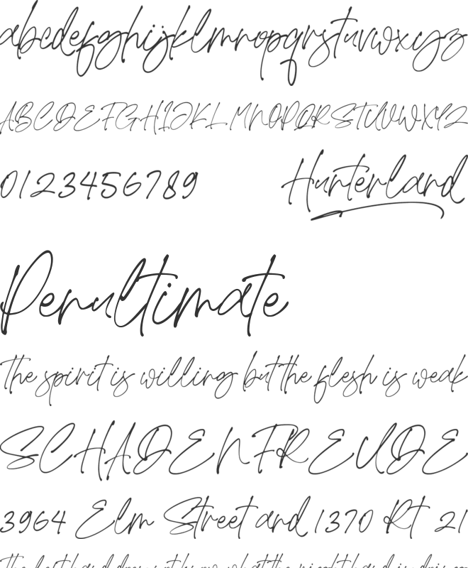 Hunterland font preview