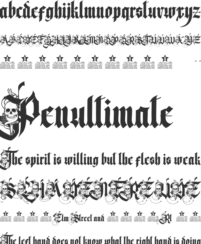 Swordskull PERSONAL USE font preview