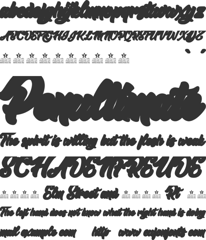 Master of Comics Back Personal font preview