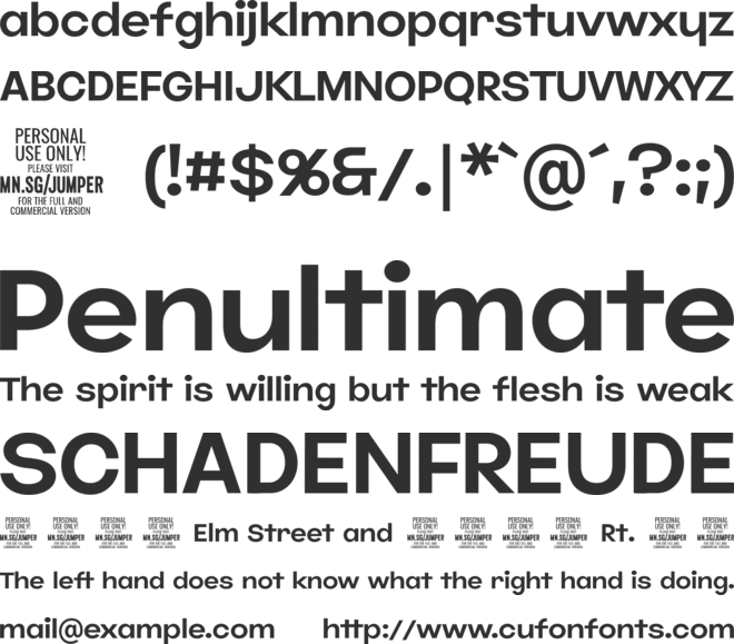 Jumper PERSONAL USE ONLY font preview
