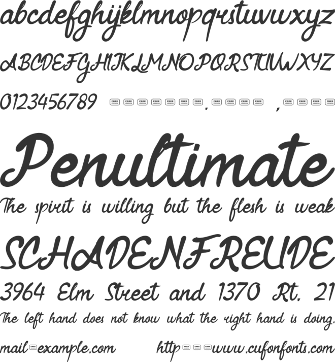 Rebutan Free Trial font preview