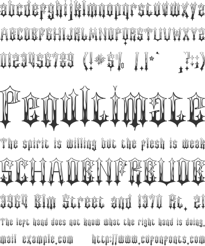 Gothic Flames font preview