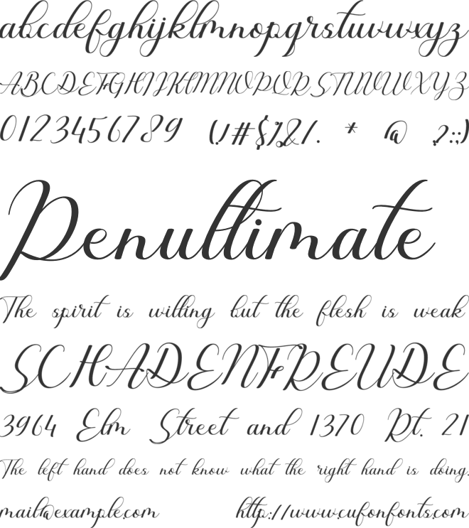 Dentary font preview