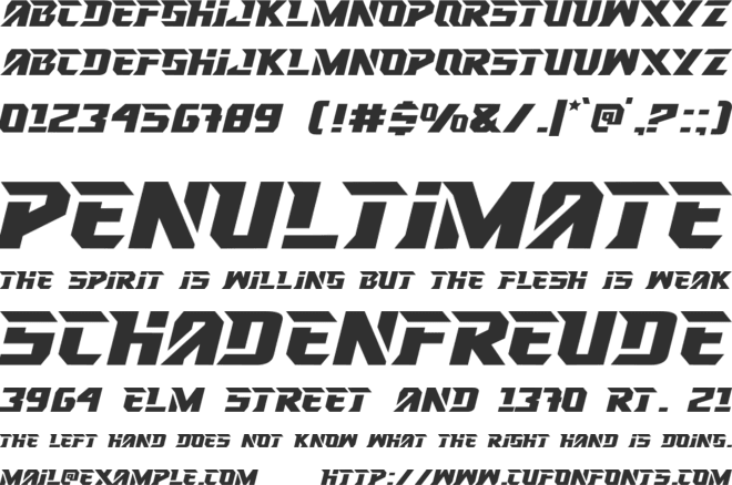 RACING HARD font preview