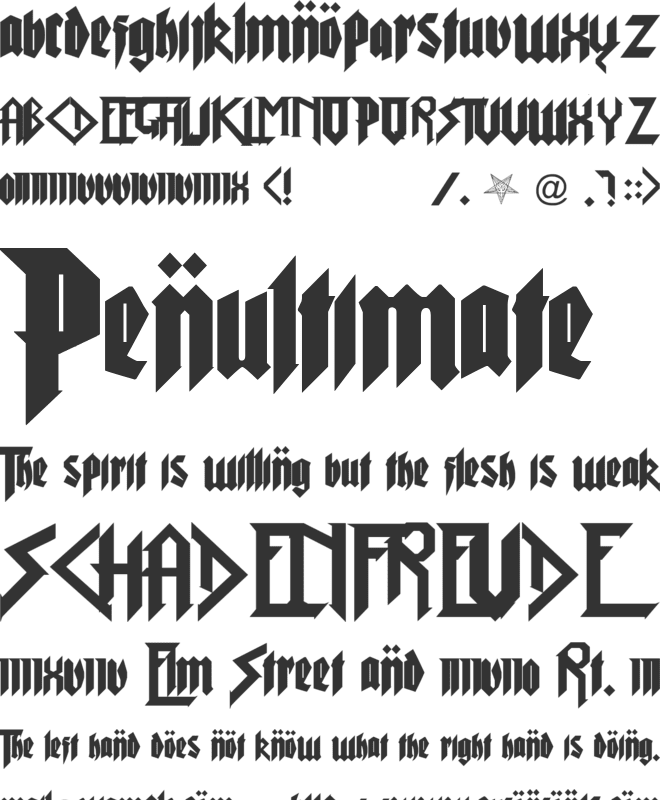 Pure Evil 2 font preview