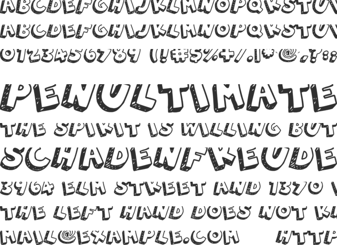 3D Hand Drawns font preview