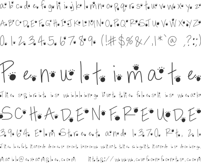 PawPrints font preview