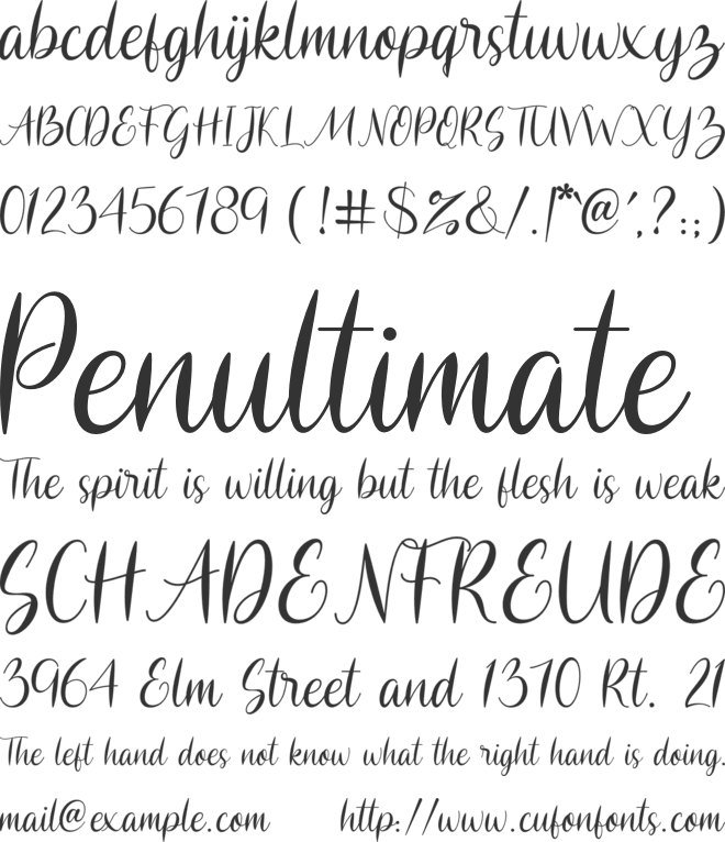 England font preview