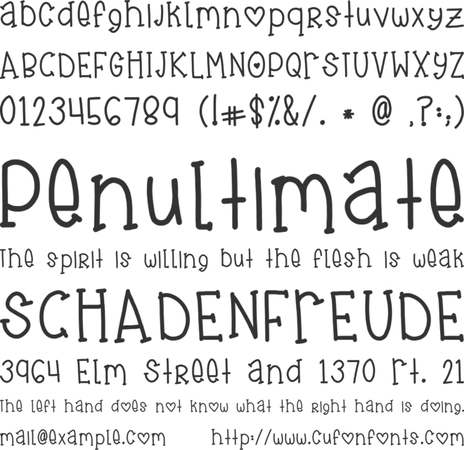 cuddles font preview