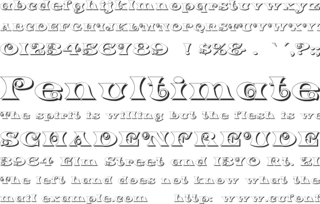K22 Spiral Swash Shadow font preview