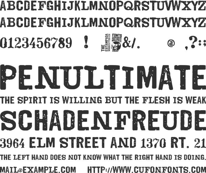 The Estampada font preview