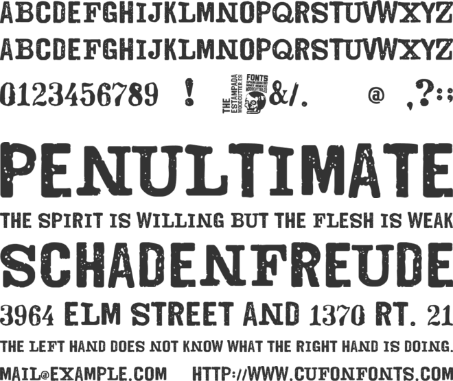 The Estampada font preview