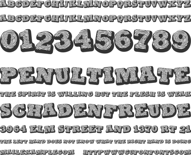 Black spiral font preview