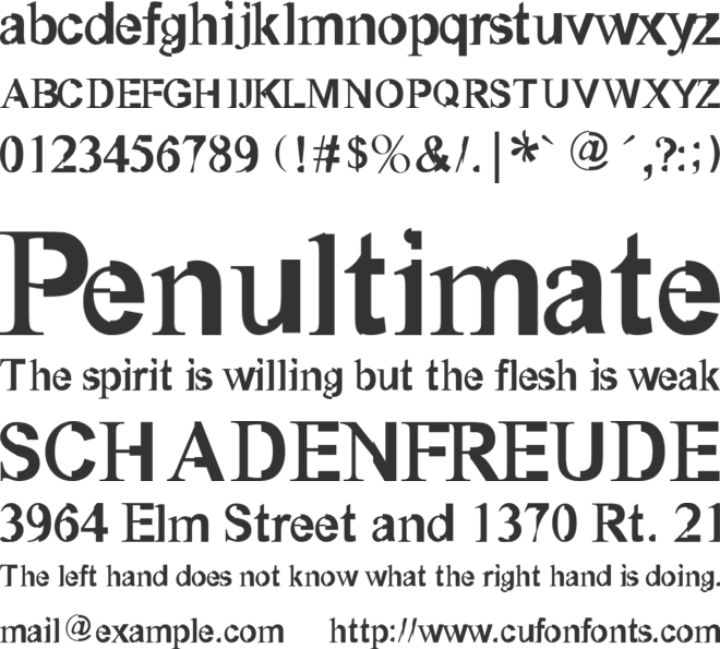 Times New Arial font preview