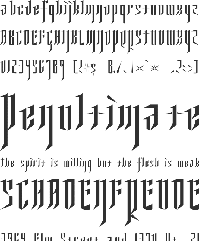 Ysgarth English font preview